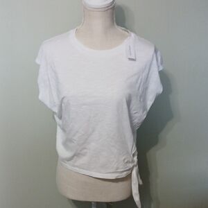 Banana Republic White Short Sleeve Side-Tie Tee Size L